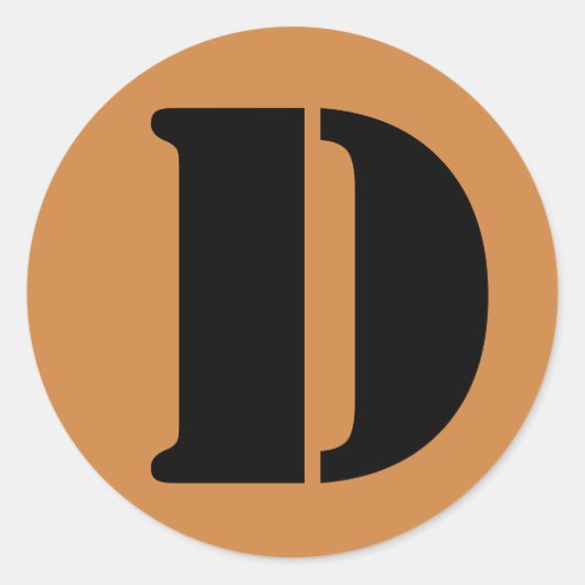 Letter D Stencil Alphabet von Janz Peru Gold Runder Aufkleber (Vorderseite)