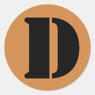 Letter D Stencil Alphabet von Janz Peru Gold Runder Aufkleber