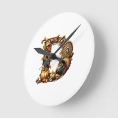 Letter D Thanksgiving style gift Runde Wanduhr (Winkel)