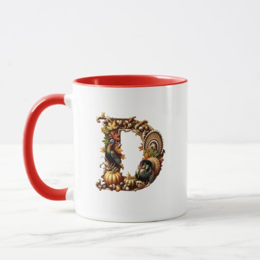 Letter D Thanksgiving style gift Tasse (Links)