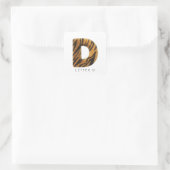 Letter D tiger fur Square Sticker (Tasche)
