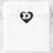 Letter D Vineta Schriftart Black Heart Stickers vo (Tasche)