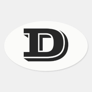 Letter D Vineta Schriftart White Oval Stickers von