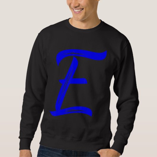 Letter E Alphabet Large Blue Graphic Initial Sweatshirt (Vorderseite)