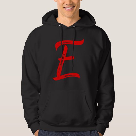 Letter E Alphabet Large Red Graphic Initial Hoodie (Vorderseite)