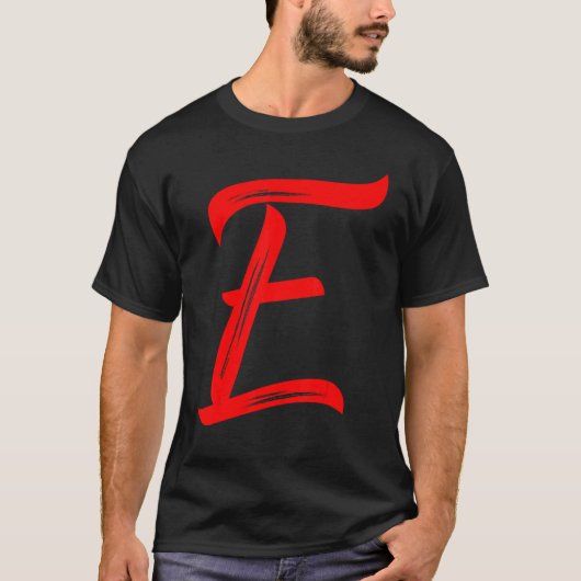Letter E Alphabet Large Red Graphic Initial T-Shirt (Vorderseite)