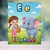 Letter E Alphabet Poster – E is for Elephant (Neutral)