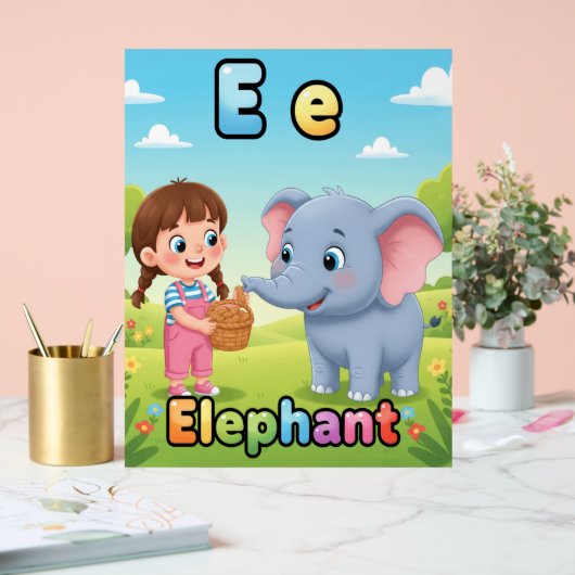 Letter E Alphabet Poster – E is for Elephant (Hochzeit)