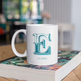 Letter E Aquamarin Monogram Moderner Name Kaffeema Kaffeetasse