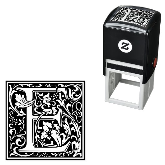 Letter E Art Nouveau Schwarz/Weiß Tile Permastempel (Beispiel)