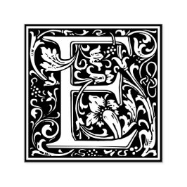 Letter E Art Nouveau Schwarz/Weiß Tile Permastempel