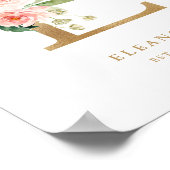 Letter E Blush Floral Monogram Gold Foil Kinderzim Poster (Ecke)