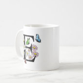 Letter E Botancolate Butterfly Monogram Kaffeetasse (Vorderseite Links)