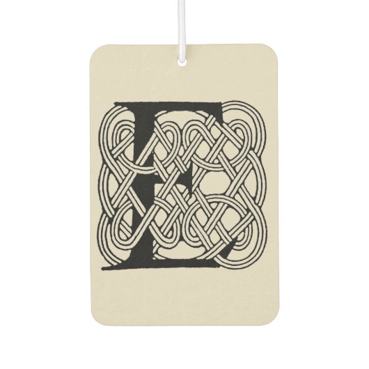Letter E Celtic Knot Vintag Monogram Autolufterfrischer (Vorderseite)