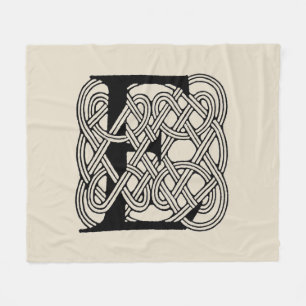 Letter E Celtic Knot Vintag Monogram Fleecedecke