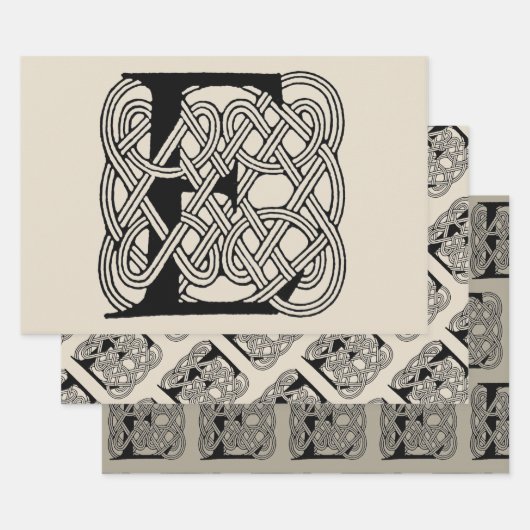 Letter E Celtic Knot Vintag Monogram Geschenkpapier Set (Set)