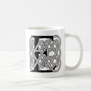 Letter E Celtic Knot Vintag Monogram Kaffeetasse
