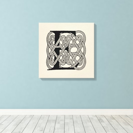 Letter E Celtic Knot Vintag Monogram Leinwanddruck (Insitu (Holzboden))
