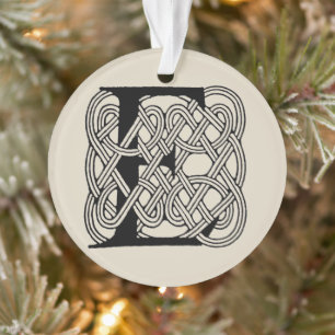 Letter E Celtic Knot Vintag Monogram Ornament