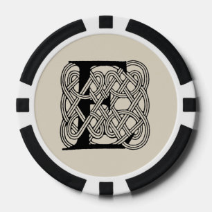 Letter E Celtic Knot Vintag Monogram Pokerchips