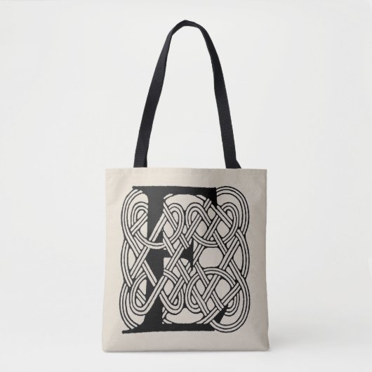 Letter E Celtic Knot Vintag Monogram Tasche (Vorderseite)