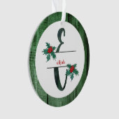 *~* Letter E Christmas FOTO Rustikales Holz AP44 Ornament (Vorderseite)