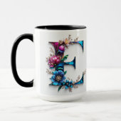 Letter E Coffee Tasse - Blumendesign für Geschenke (Links)