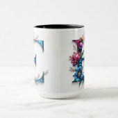 Letter E Coffee Tasse - Blumendesign für Geschenke (Zentrum)