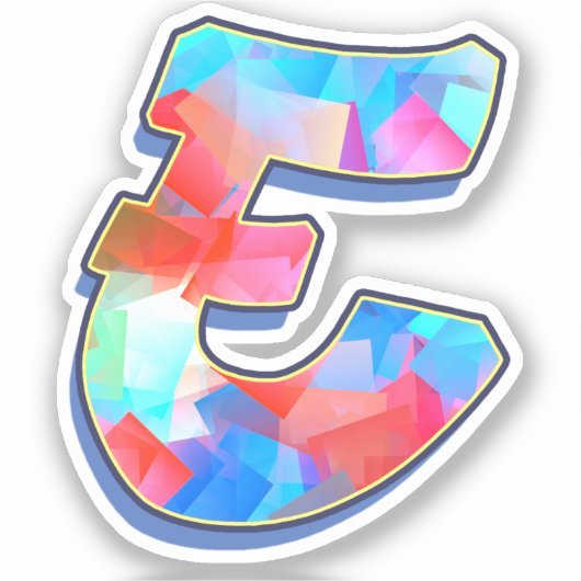 Letter E -  Color Mix Aufkleber (Vorderseite)