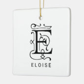 Letter E Elegant Monogram Christmas Ornament (Links)