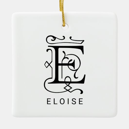 Letter E Elegant Monogram Christmas Ornament (Vorderseite)