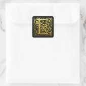 Letter E First Letter Imitate Gold Black Quadratischer Aufkleber (Tasche)