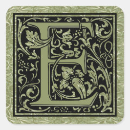 Letter E First Letter Monogram Quadratischer Aufkleber