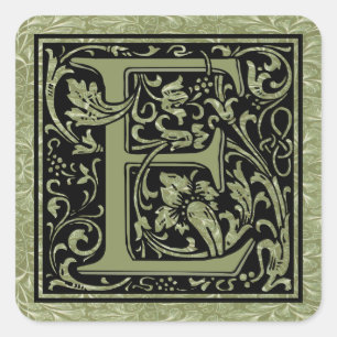 Letter E First Letter Monogram Quadratischer Aufkleber