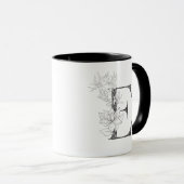 Letter E Floral Mit Monogramm Schwarz-Weiß-Tasse Tasse (VorderseiteRechts)