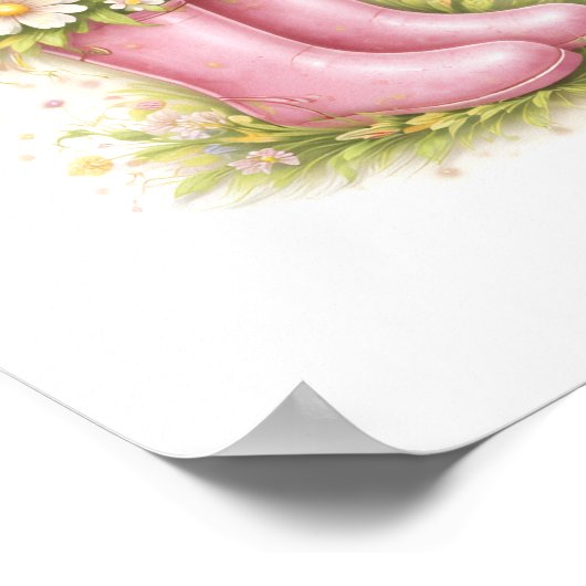 Letter E Gold Spring Nature Monogram Bird and Boot Poster (Ecke)