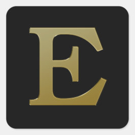 Letter E Gold Square Sticker