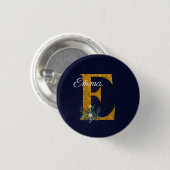 Letter E Golden Monogramm Button (Vorne & Hinten)