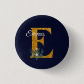 Letter E Golden Monogramm  Button (Vorderseite)