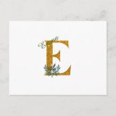 Letter E Golden Monogramm Postkarte (Vorderseite)