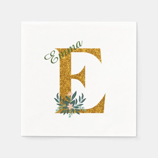 Letter E Golden Monogramm Serviette (Vorderseite)