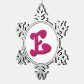 Letter E in 3D Schneeflocken Zinn-Ornament (Rechts)