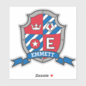 Letter E individuelle Name Emmett Ritter Wappen St Aufkleber (Blatt)