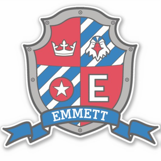 Letter E individuelle Name Emmett Ritter Wappen St Aufkleber (Vorderseite)