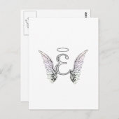 Letter E Initial Monogram mit Angel Wings & Halo Postkarte (Vorne/Hinten)