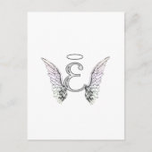 Letter E Initial Monogram mit Angel Wings & Halo Postkarte (Vorderseite)