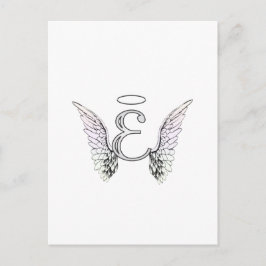 Letter E Initial Monogram mit Angel Wings & Halo Postkarte