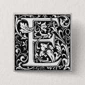 Letter E Mittelalterliche Monogramm Art Nouveau Button (Vorderseite)