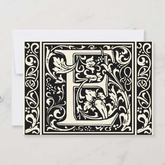 Letter E Mittelalterliche Monogramm Art Nouveau Einladung (Vorderseite)