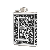 Letter E Mittelalterliche Monogramm Art Nouveau Flachmann (Links)